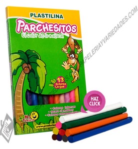 Plastilina parchesitos larga x 13 colores