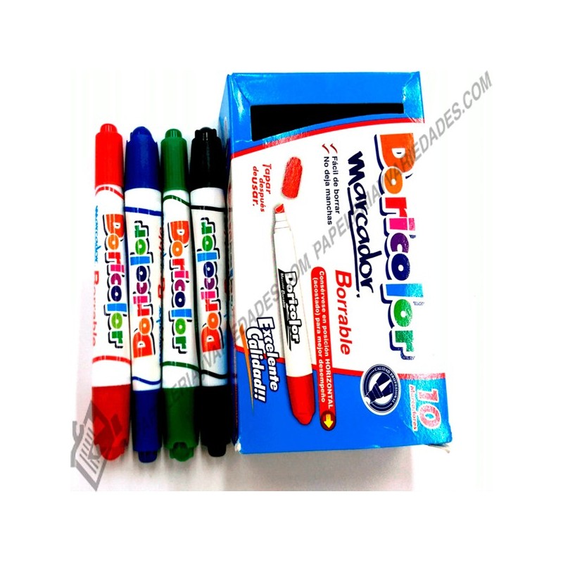Marcador borrable doricolor x unidad