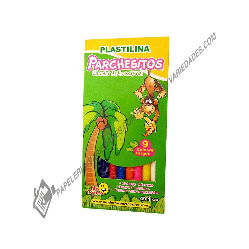 Plastilina larga x9 colores parchesitos