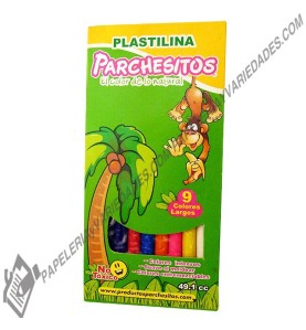 Plastilina larga x9 colores parchesitos