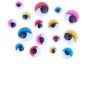 Ojos moviles con pestañas de colores